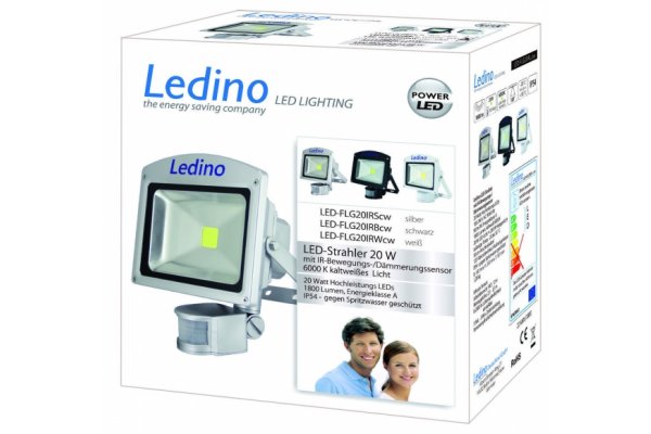 Ledino LED schijnwerper met sensor 20W 3000K IR zwart Dahlem