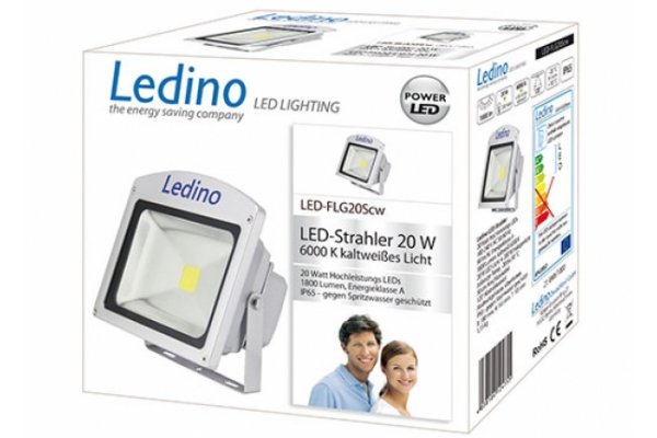 Ledino LED Schijnwerper 230v 20W 6500K ZILVER