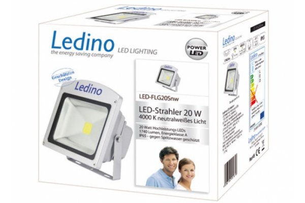 Ledino LED Schijnwerper 230v 20W 4000K ZILVER