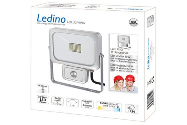 Ledino LED schijnwerper met sensor 30W 6500k zilver Laim