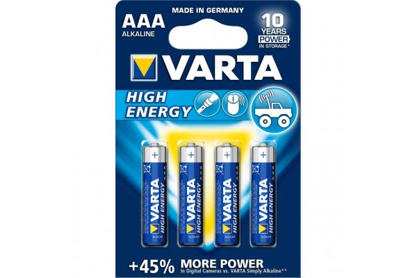 Batterij Varta alkaline AAA High Energy BLS 4