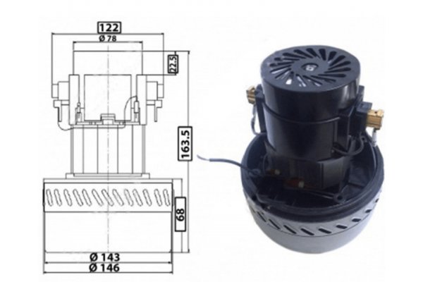 Stofzuiger motor bypass + afscherming ventilator 1000 watt