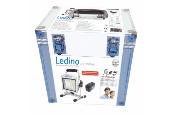 Ledino LED schijnwerper op accu 10.4A 20Watt kofferset