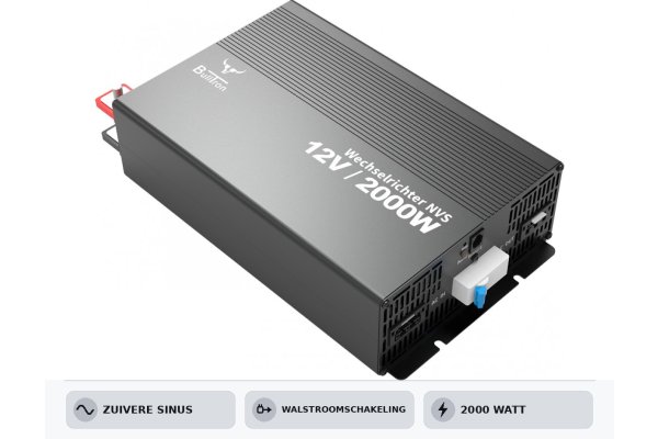 BullTron Omvormer 2000W-12V/230V Automaat + aan/uit schakel.