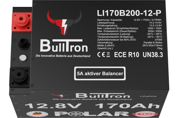 BullTron 170Ah LiFePO4 12.8V Polar Accu met Bluetooth BMS