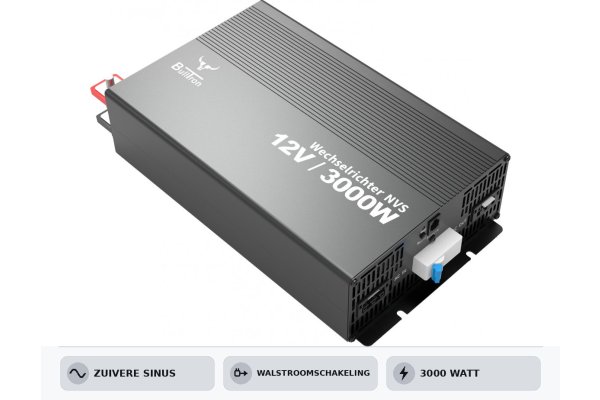 BullTron Omvormer 3000W-12V/230V Automaat + aan/uit schakel.