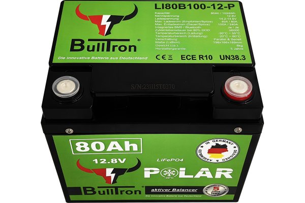 BullTron 80Ah LiFePO4 12.8V Polar Accu met Bluetooth BMS