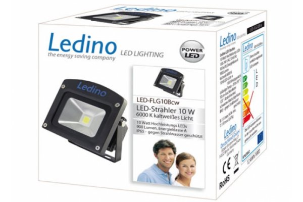 Ledino LED Schijnwerper 230v 10W 6000K ZWART