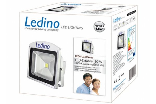 Ledino LED Schijnwerper 230v 50W 3000K ZILVER